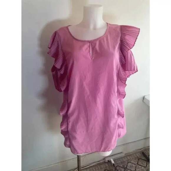 Lane Bryant Tops - Women's Lane Bryant Size 22‎ Pink Ruffle Sleeve Blouse Top Plus Size GUC 0168